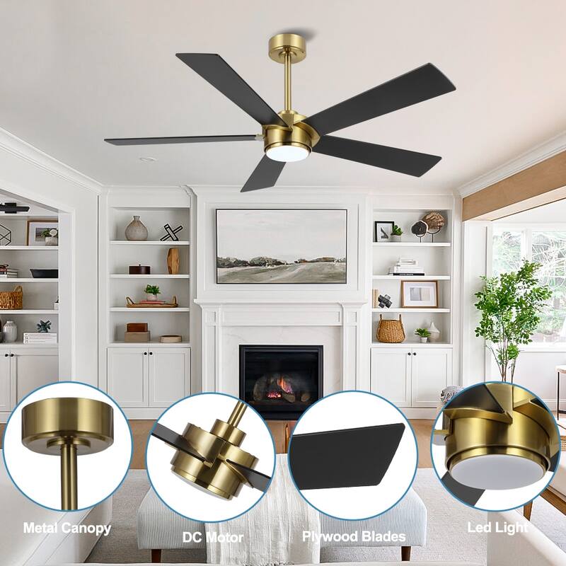 MLiAN 54 In. 5 Blades Indoor LED Ceiling Fan with Remote Control - 54"