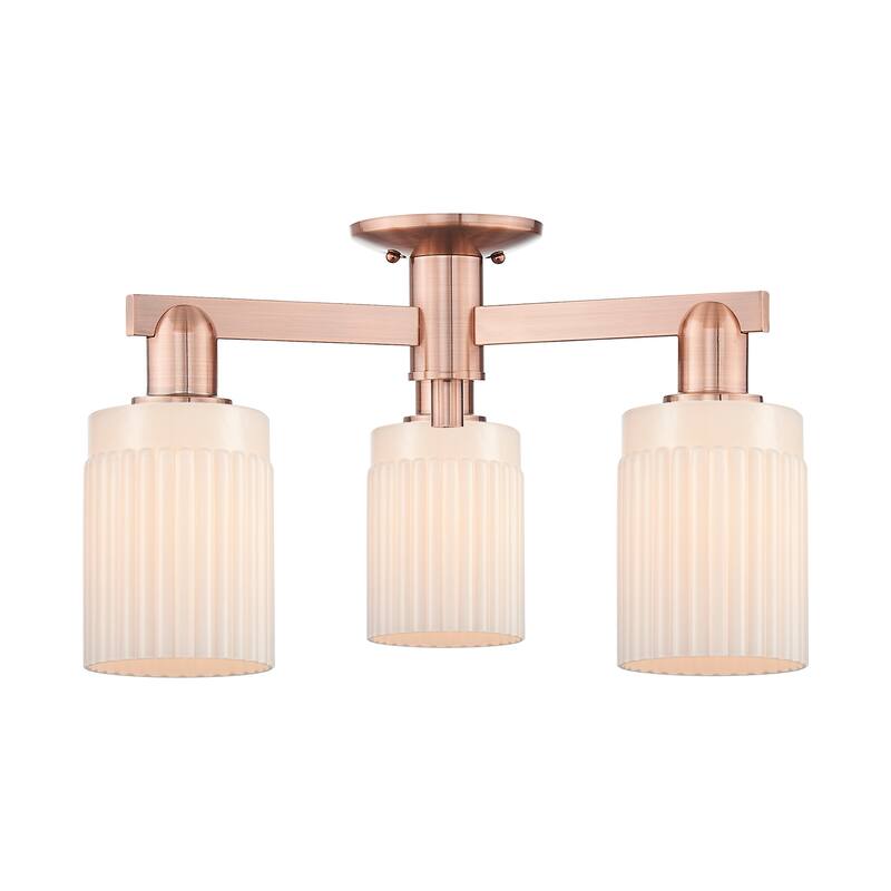 Innovations Lighting 716-3F-11-22 Hadley Semi-Flush Hadley 3 Light 22" - Antique Copper / Matte White