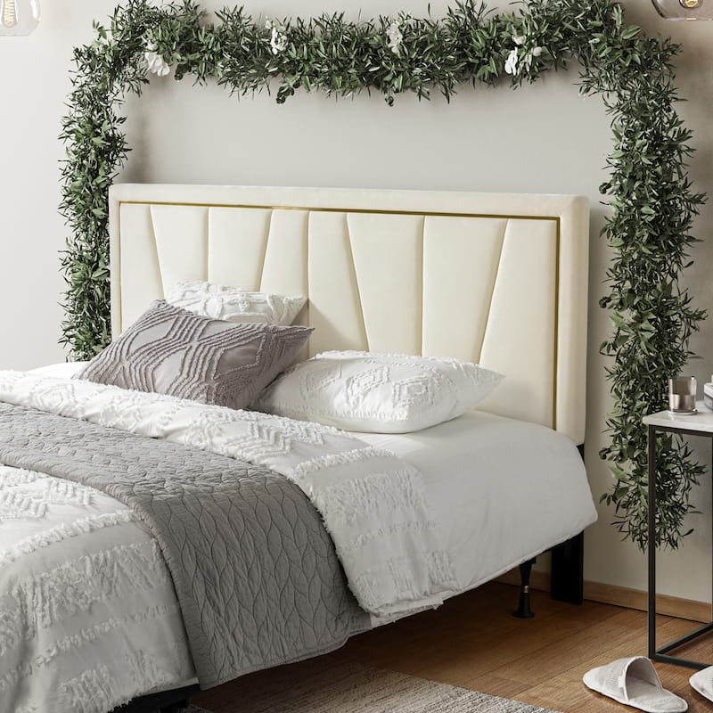 Eberhard Upholstered Tufted Contemporary Adjustable Wall-Mounted Headboard By HULALA HOME - Ivory