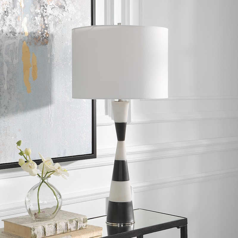Uttermost Bandeau Banded Stone Table Lamp - 14 W x 29.5 H x 14 D (inches)