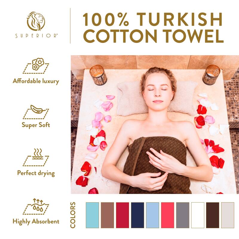Turkish Cotton Herringbone and Solid Washcloth Towel Set by Superior