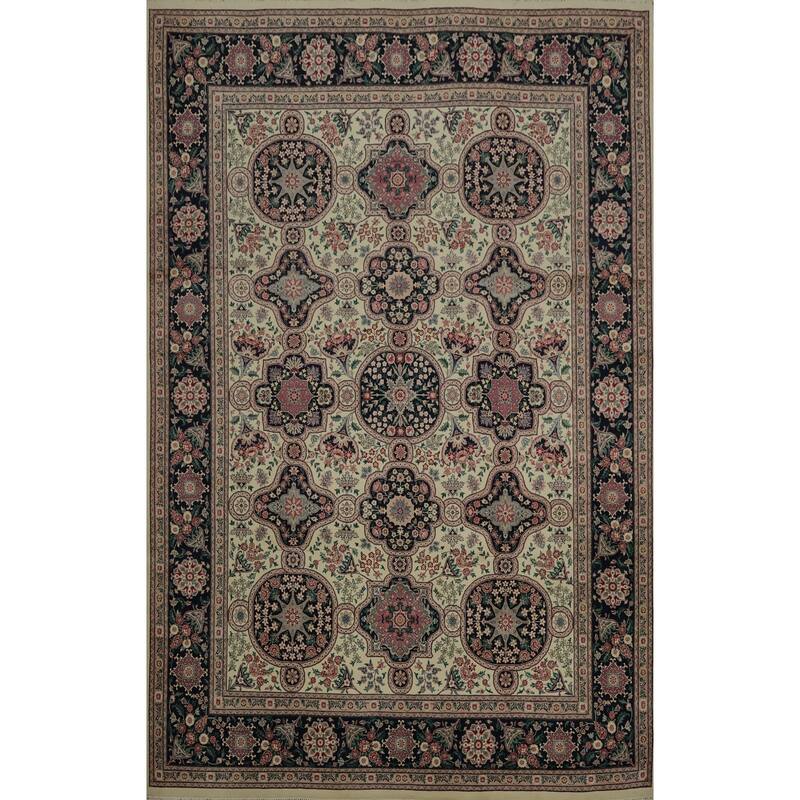 Hand Knotted Oriental 100% Wool Carpet Traditional Floral Beige & Ivories Aubusson Area Rug - 12' 3'' X 9' 1''