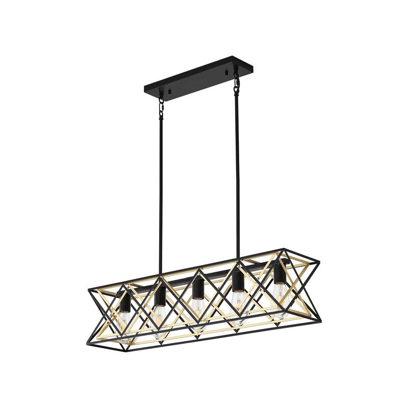 5-Light Kitchen Island Lighting for Farmhouse Linear Chandeliers - Matte black