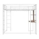 preview thumbnail 3 of 4, Twin Metal Loft Bed with 2 Shelves and one Desk ,WHITE