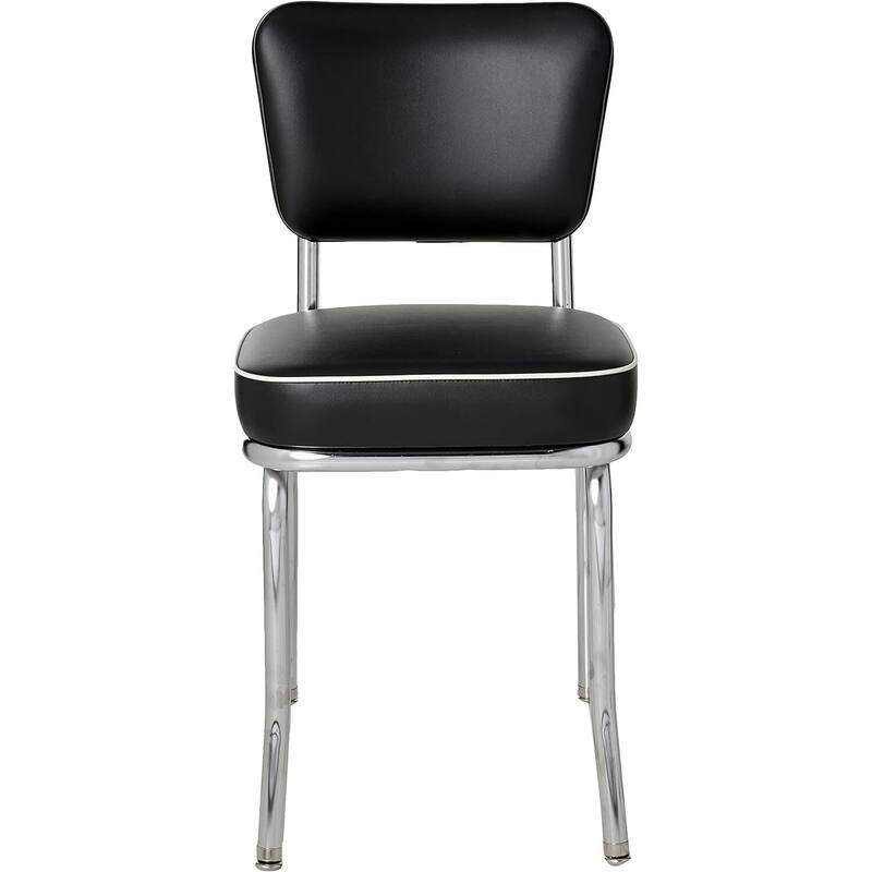 Kitchen Dining Chair - Box Seat, Chrome Frame - Vinyl Seat - 18" Height - 31.5