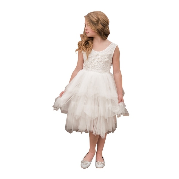 Knee Length Flower Girl White Dress