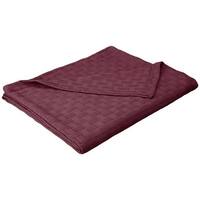 Basketweave Thin Cotton Cozy Bed Blanket Full/Queen Plum - Bed Bath ...