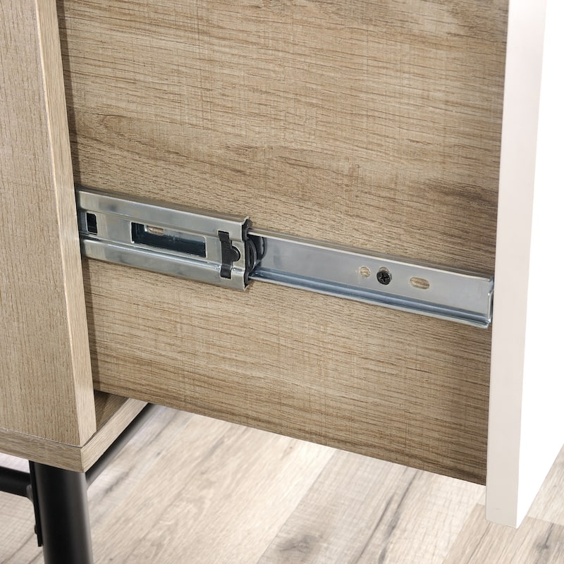 Wood Executive Desk with Large Desktop, Brown