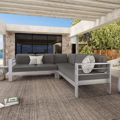 Outdoor 4 - Person Aluminum Patio Sectional set