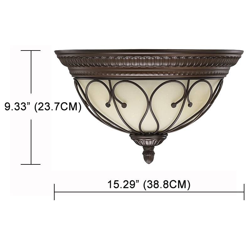 2 Light Flush Mount Oil-Rubbed Bronze Light - 15.29" x 9.33"