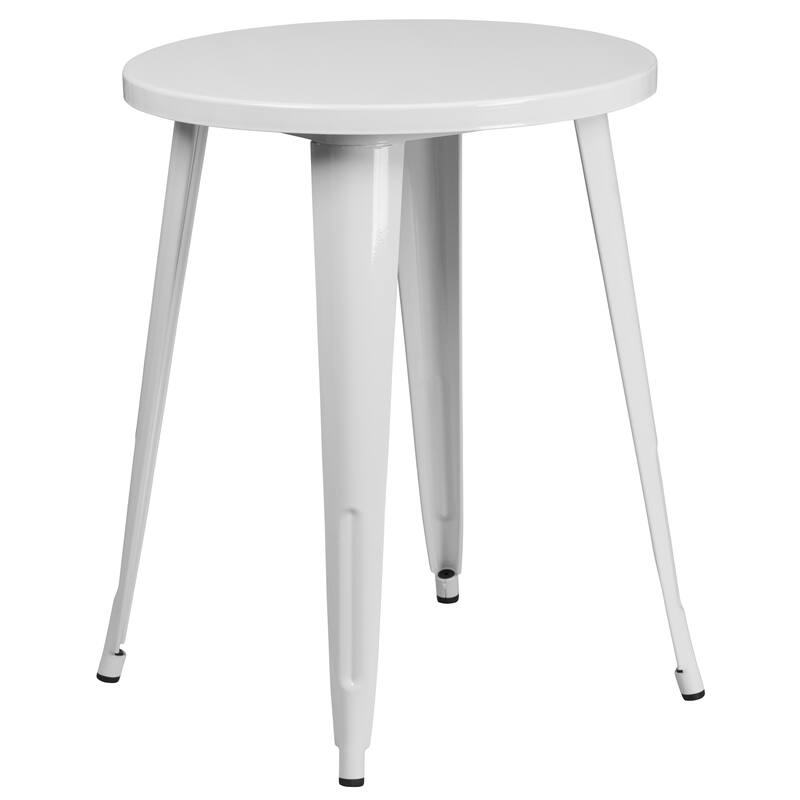 24'' Round Metal Indoor-Outdoor Table Set with 2 Arm Chairs