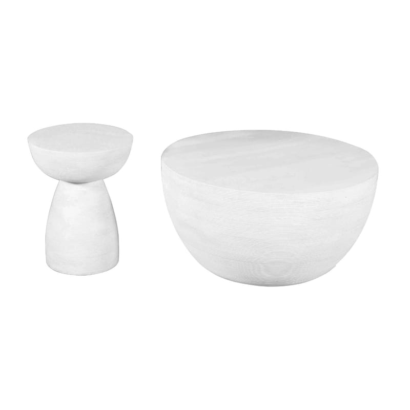 White Solid Wood Round End Table with Pedestal Base and Rustic Finish - 17” x 17” x 22” (D x W x H)