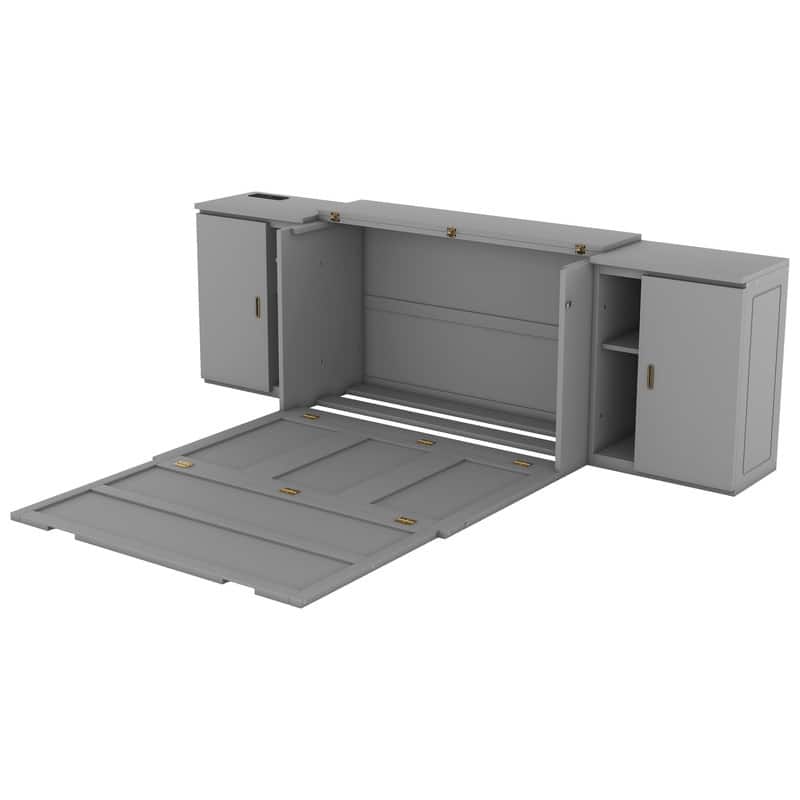 Full Size Murphy Bed with Shelves, Cabinets and USB Ports