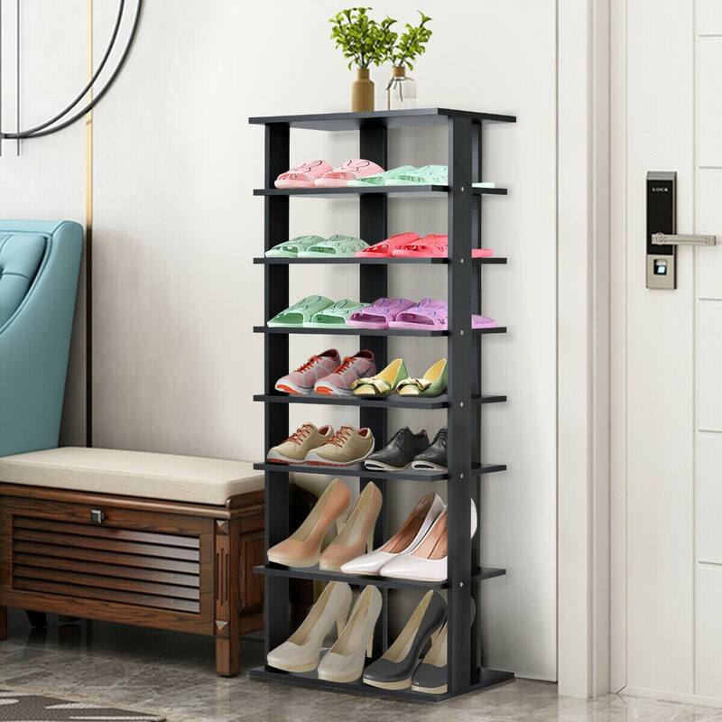 Gymax Patented 7-Tier Dual Shoe Rack Practical Free Standing Shelves