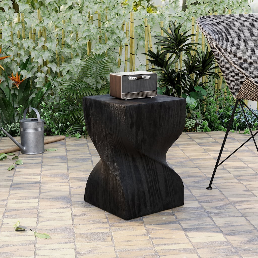 Onyx Square Side Table in Fiberstone Modern Accent Side Table for Indoor and Outdoor