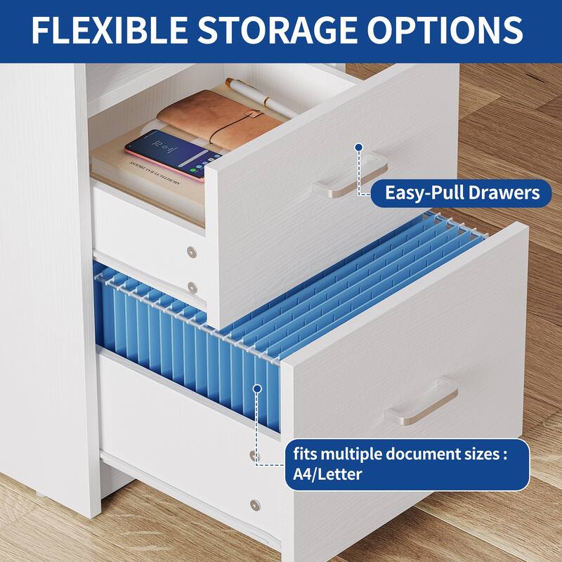Moasis Computer Desk with Monitor Stand Home Office Gaming Desks with Drawer Filing Cabinet