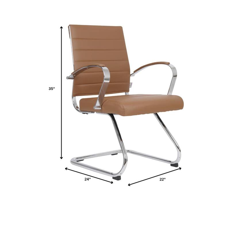 Benmar Series Mid Back Modern Leather Office Executive Desk Chair, Ergonomic Seating with Stainless Steel Sled Base