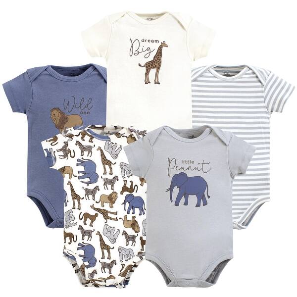 slide 1 of 1, Touched by Nature Boys Organic Cotton Bodysuits, Classic Safari 12-18 Months - Classic Safari