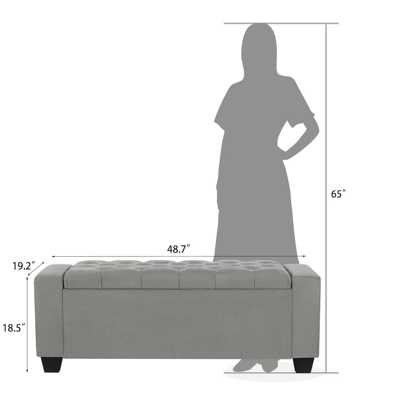 Adeco Rectangle Storage Ottoman Bench for Living Room, Bedroom