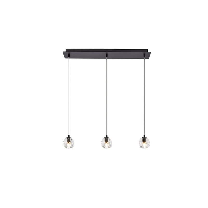 Elegant Lighting Eren 3 Light 28" Wide Crystal Linear Pendant