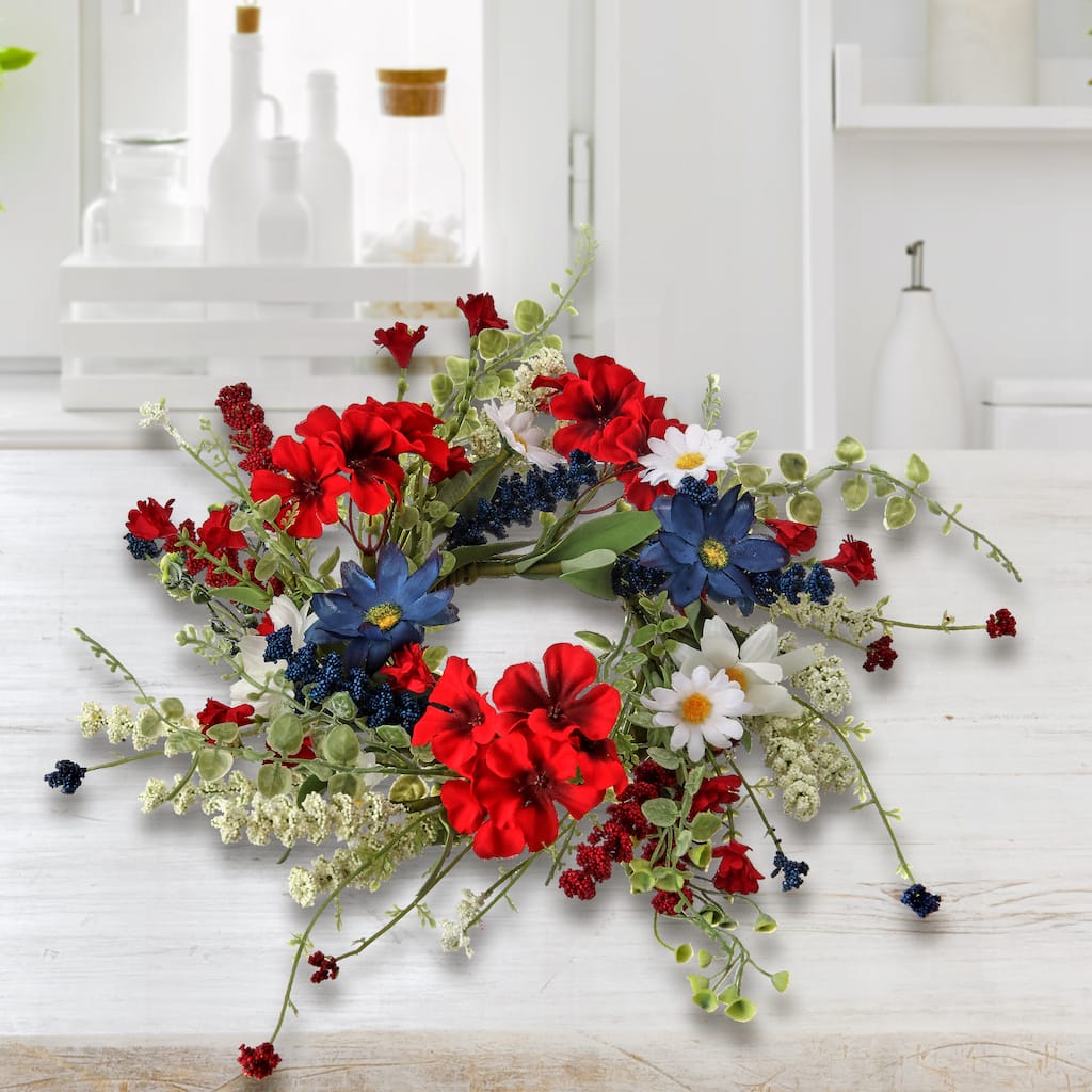 Geranium Daisy Astilbe Candlering 12"