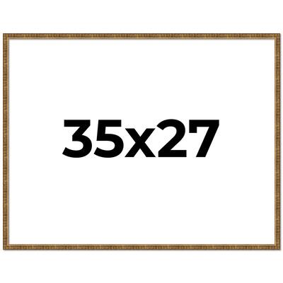 35x27 Frame Black Real Wood Picture Frame Kingsley Gold Distressed Photo Frame with UV Acrylic Foam Board Backing &