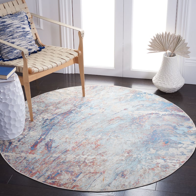 SAFAVIEH Vintage Persian Kristjana Modern Abstract Rug - 5' Round - Blue/Rust