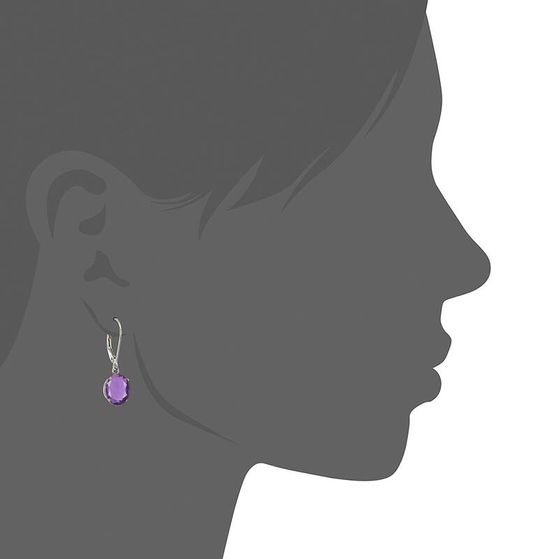 Sterling Silver 10x8 Oval Genuine Birthstone Leverback Dangle Earrings