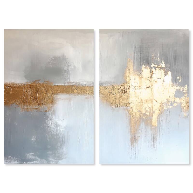 Serenity in Gold I Canvas Set of 2 by Art Remedy, Gallery Wrapped - 24" x 36"
