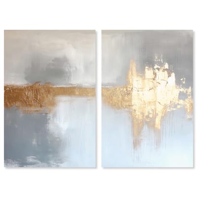 Serenity in Gold I Canvas Set of 2 by Art Remedy, Gallery Wrapped