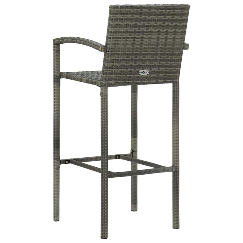 vidaXL Bar Stools 2 pcs Gray Poly Rattan - 20.5" x 22" x 46.5"