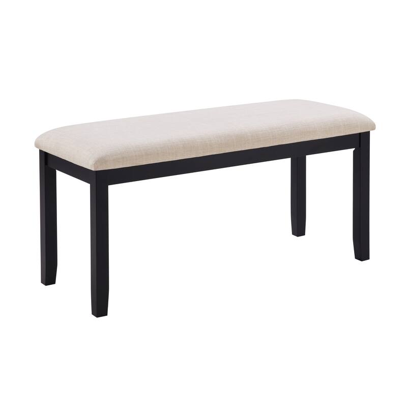 6 Piece Solid Wood Dining Table Set, Including 1 Dining Table, 4 Upholstered Chairs & Bench, Wooden Dining Table Set for Kitchen