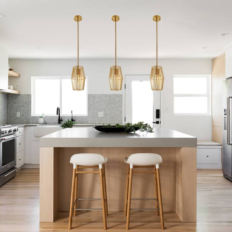 1/4- Light Dimmable Geometric Pendant with Metal Shade