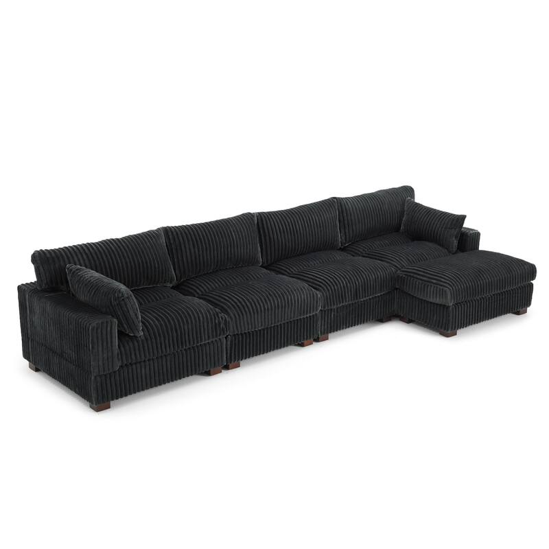 Plush Flannel Modular Sectional Sofa for Living Room