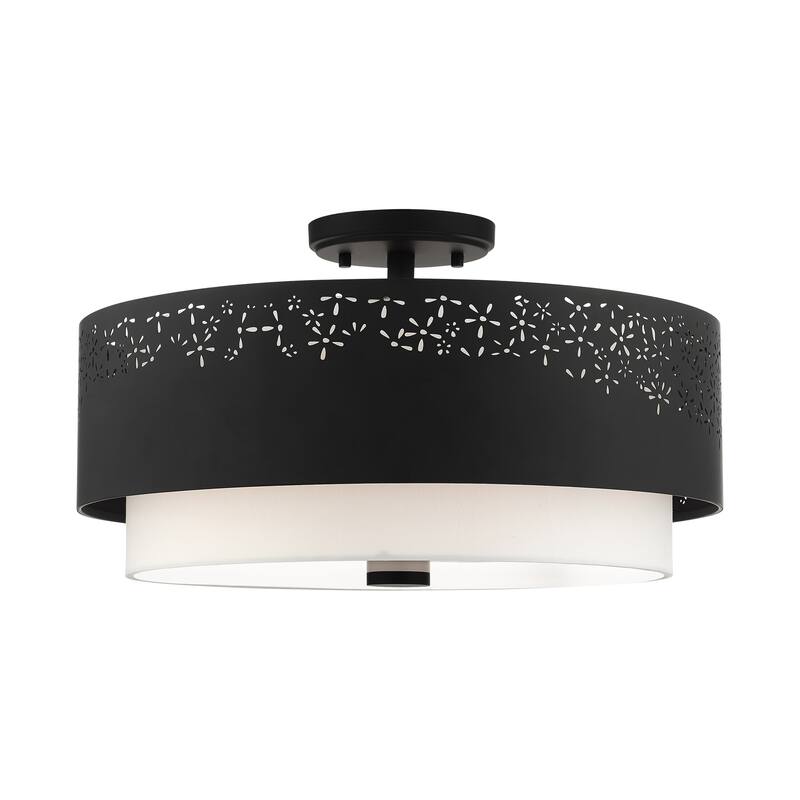 Livex Lighting Noria 4 Light 20" Wide Semi-Flush Drum Ceiling Fixture