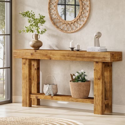 63-Inch Solid Wood Long Console Table