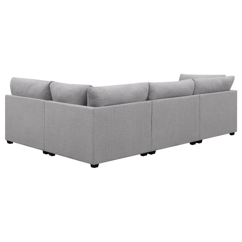 Cambia 4 Piece Modular L Shaped Sectional Sofa, Gray, 8 Pillows