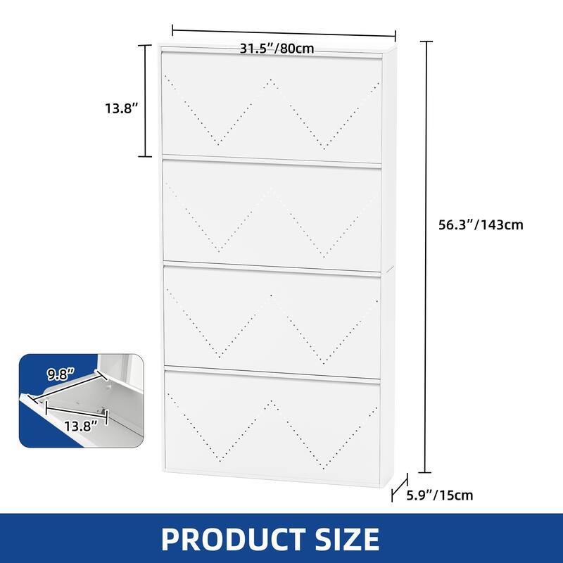 Moasis 3 Flip Drawers Steel Shoe Storage Cabinet Wall mount