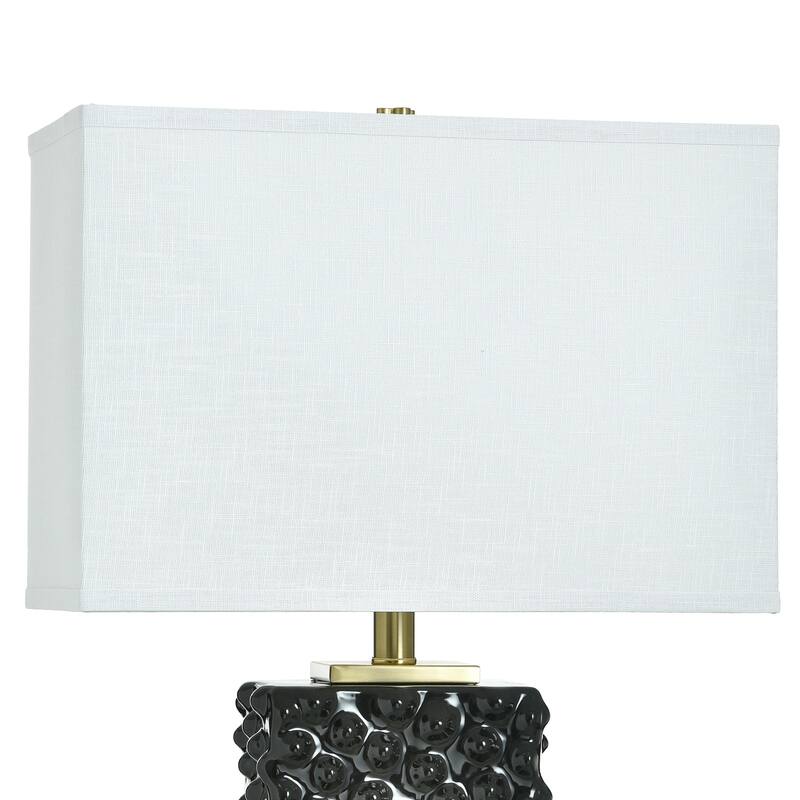 Tamara Day for Stylecraft Edmund Table Lamp - Polished Brass & Pearl Blush - Off-White Shade