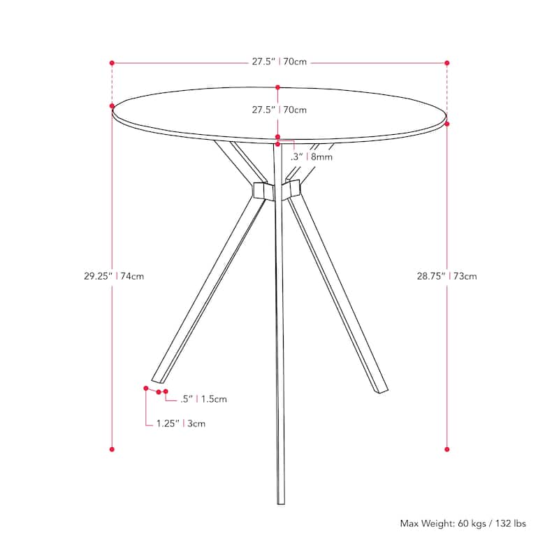 Eliana Glass Top Bistro Table