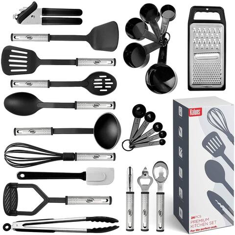 Kitchen Utensil Set, 24 Nylon and Stainless Steel Cooking Utensils