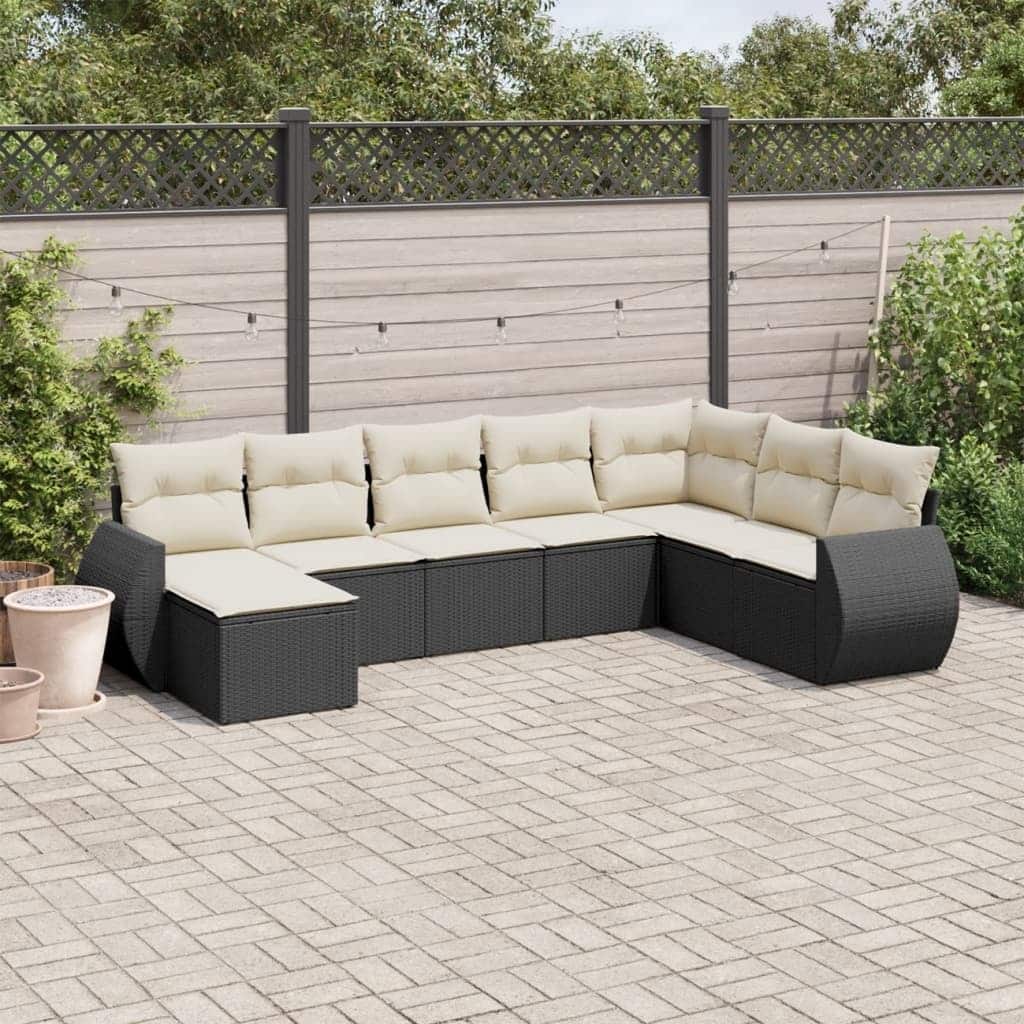 vidaXL Patio Sofa Set with Cushions Outdoor Conversation Furniture Poly Rattan - 21.7 x 21.7 x 14.6