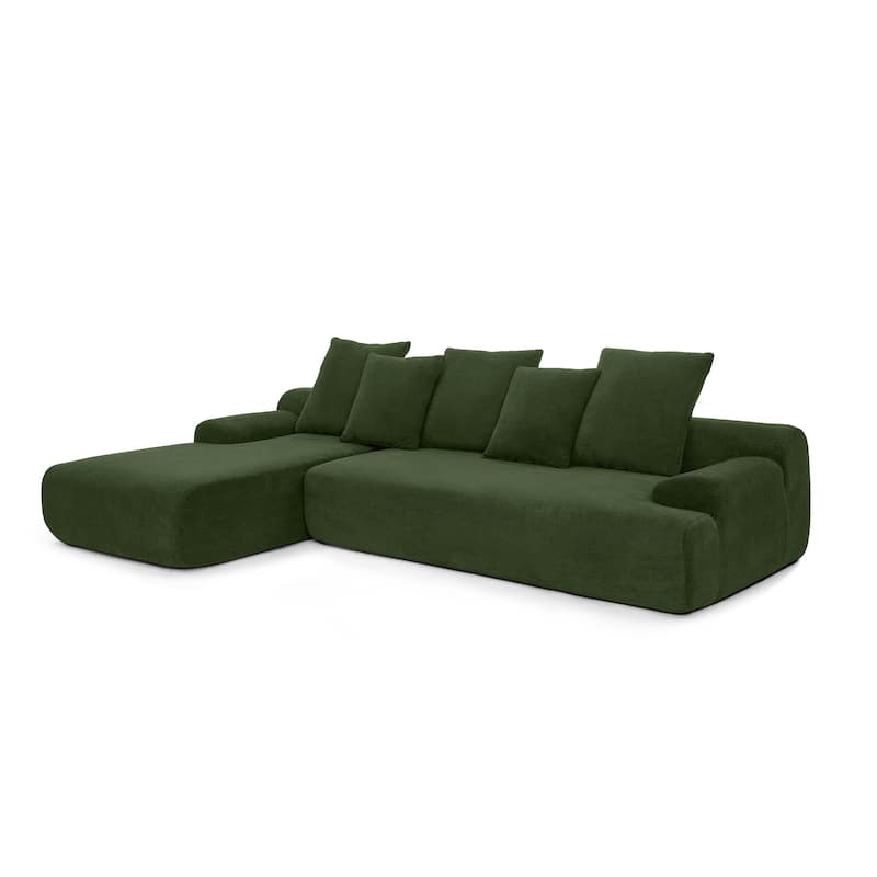Roomfitters Modern Upholstered L-Shape Sectional Sofa, Modular Compressed Couch for Living Room Bedroom, Melange Velvet