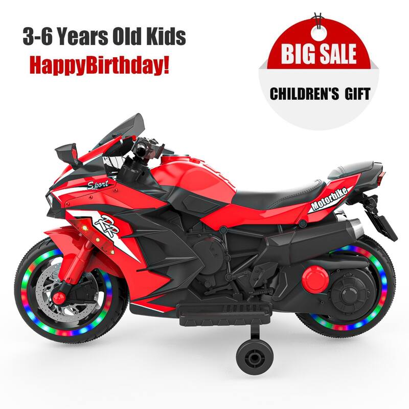 12V Kids Electric Motorcycle for Ages 3-6, 4MPH Max Speed, Bluetooth & USB Music, 100 lb Capacity