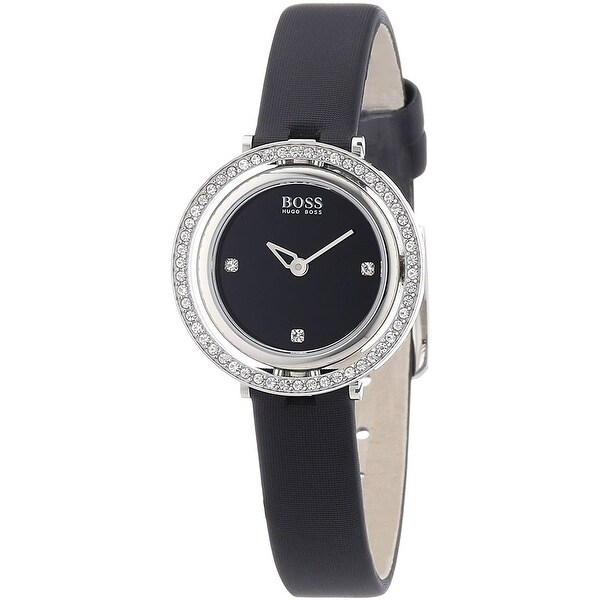 Hugo Boss Women's 'Classic' Black Leather Watch - Overstock - 32397190