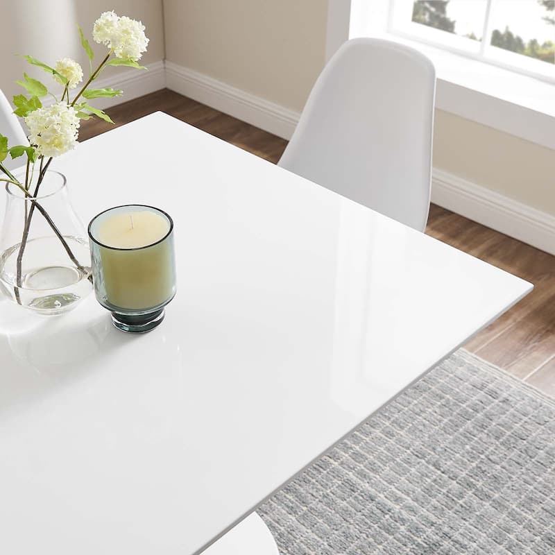 Square Wood Top Dining Table - White