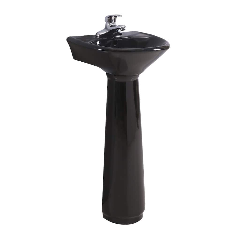 Renovators Supply Black Bathroom Small Pedestal Sink Vitreous China