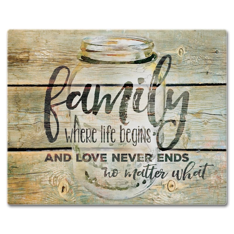 Counter Art Glass Cutting Board / Counter Saver 12"x15", Family Time - 12"x15"