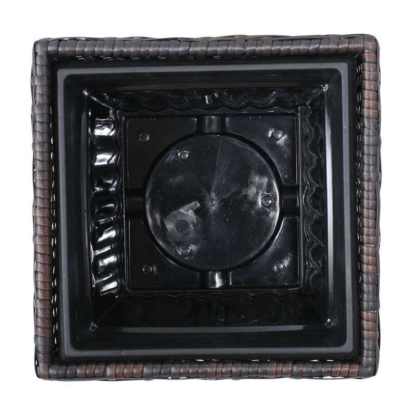 Outdoor Wicker Flower Pots 2-Pcs Set, Square Planter Box