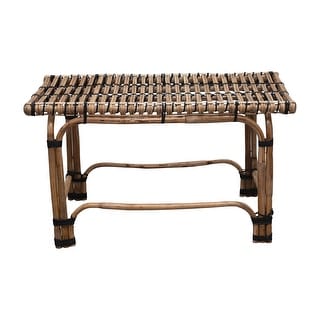 Hand-Woven Rattan Side Table or Bench